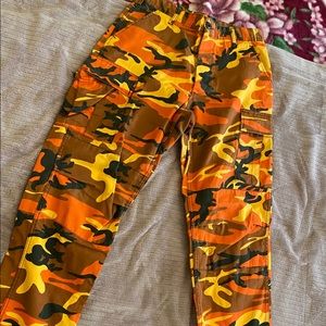 Orange Yellow Brown Black Camouflage Cargo Pants